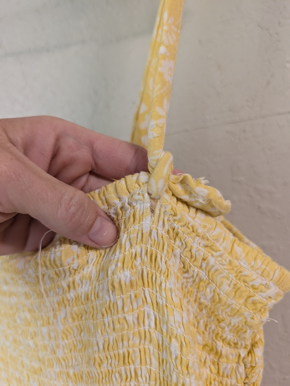 Yellow Smocked Maxi Sundress M Lined Bow Ruffle Floral Cottagecore Fairy Dainty - Picture 4 of 11